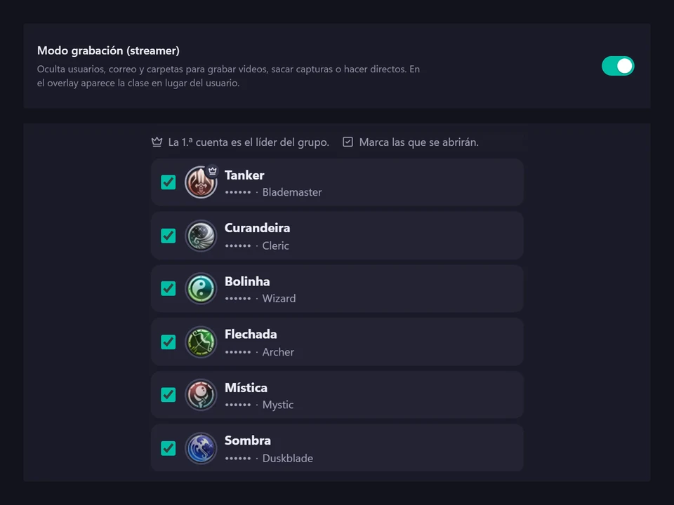 PW Overlay en modo streamer, con usuarios y carpetas ocultos